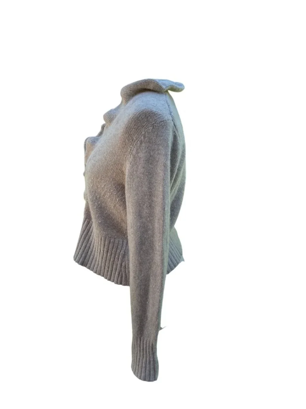 Bolero Cardigan Womens Beige Ruffle Trim Angora Wool Blend Large Bertinelli